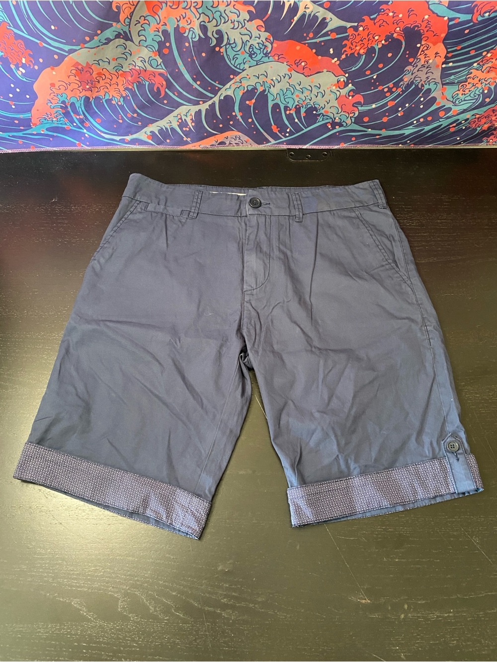 21men Navy Flat-Front Roll-Cuff Shorts